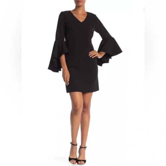 Catherine Maladrino Women’s Bell Sleeve V-Neck Cocktail Party Dress NWT Size 2 - Picture 1 of 9